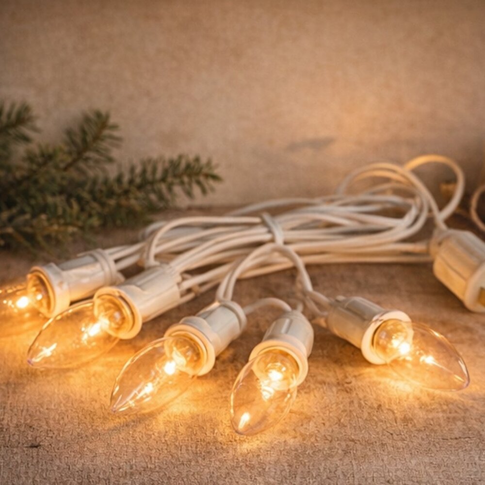 Holiday Time 10ft Light Cord TESTED 5 Clear Bulb String Set Plug-In New Sealed